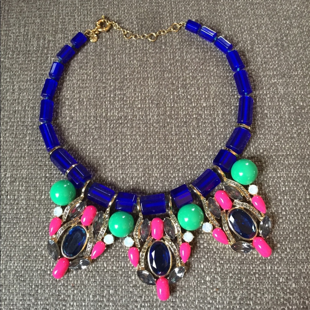 J. CREW Blue/Pink Rhinestone Archipelago Necklace